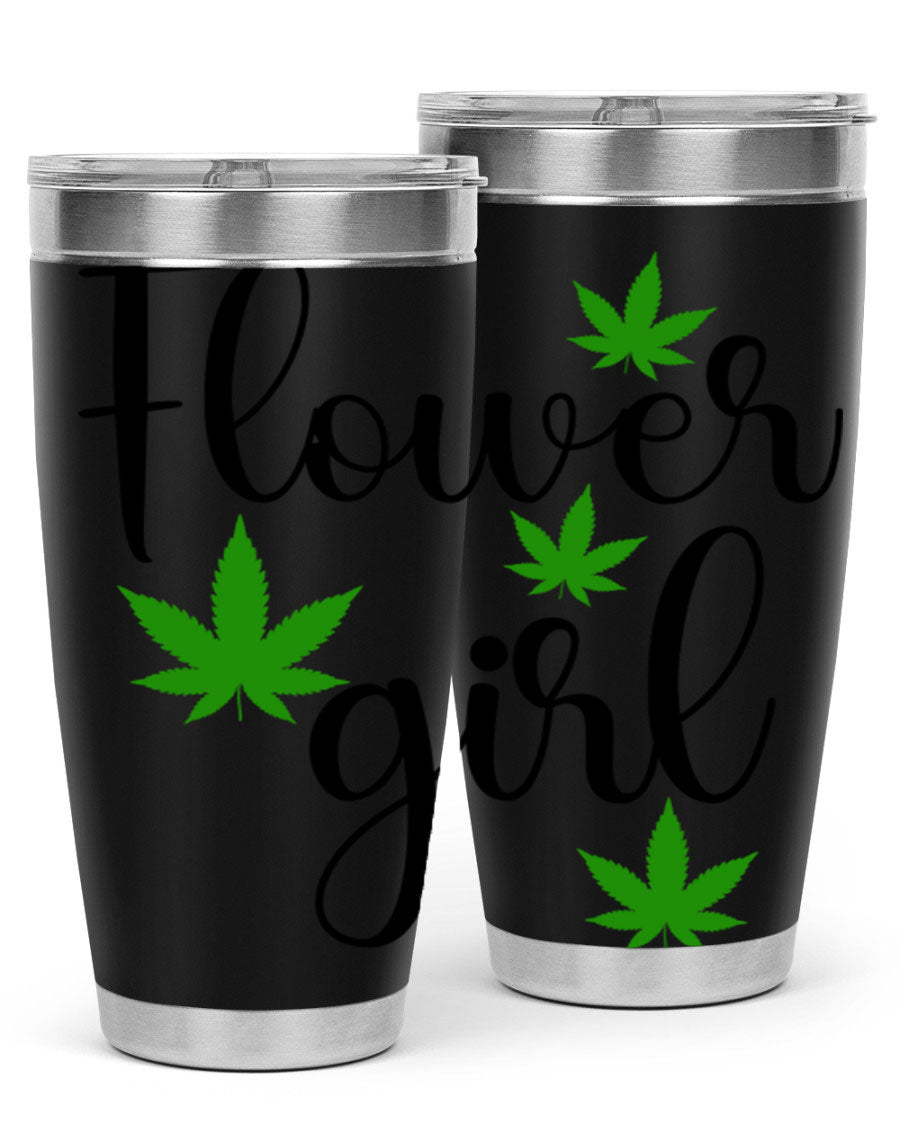 Flower Girl Cannabis 84# Tumbler in stainless steel with a stylish design, perfect for keeping drinks hot or cold.
