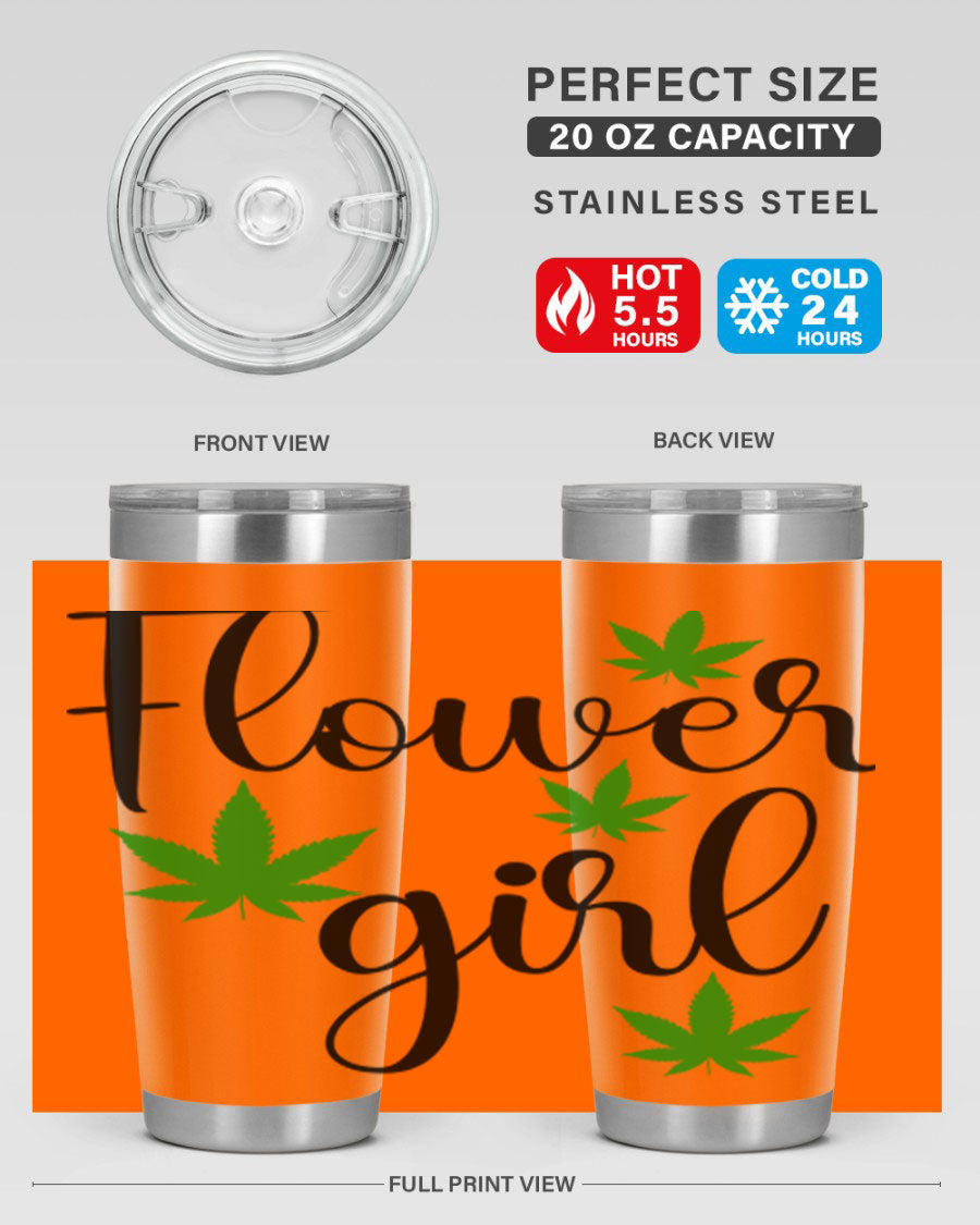 Flower Girl Cannabis 84# Tumbler in stainless steel with a stylish design, perfect for keeping drinks hot or cold.