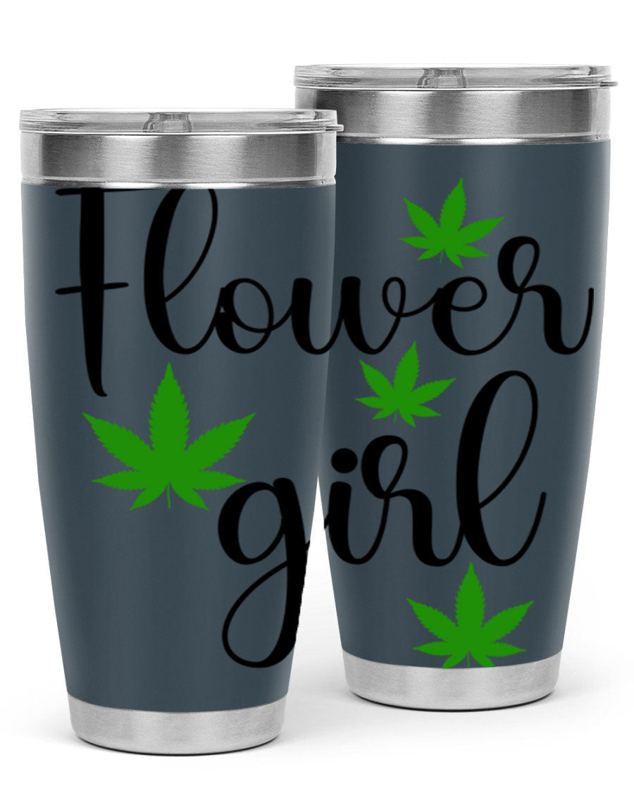Flower Girl Cannabis 84# Tumbler in stainless steel with a stylish design, perfect for keeping drinks hot or cold.