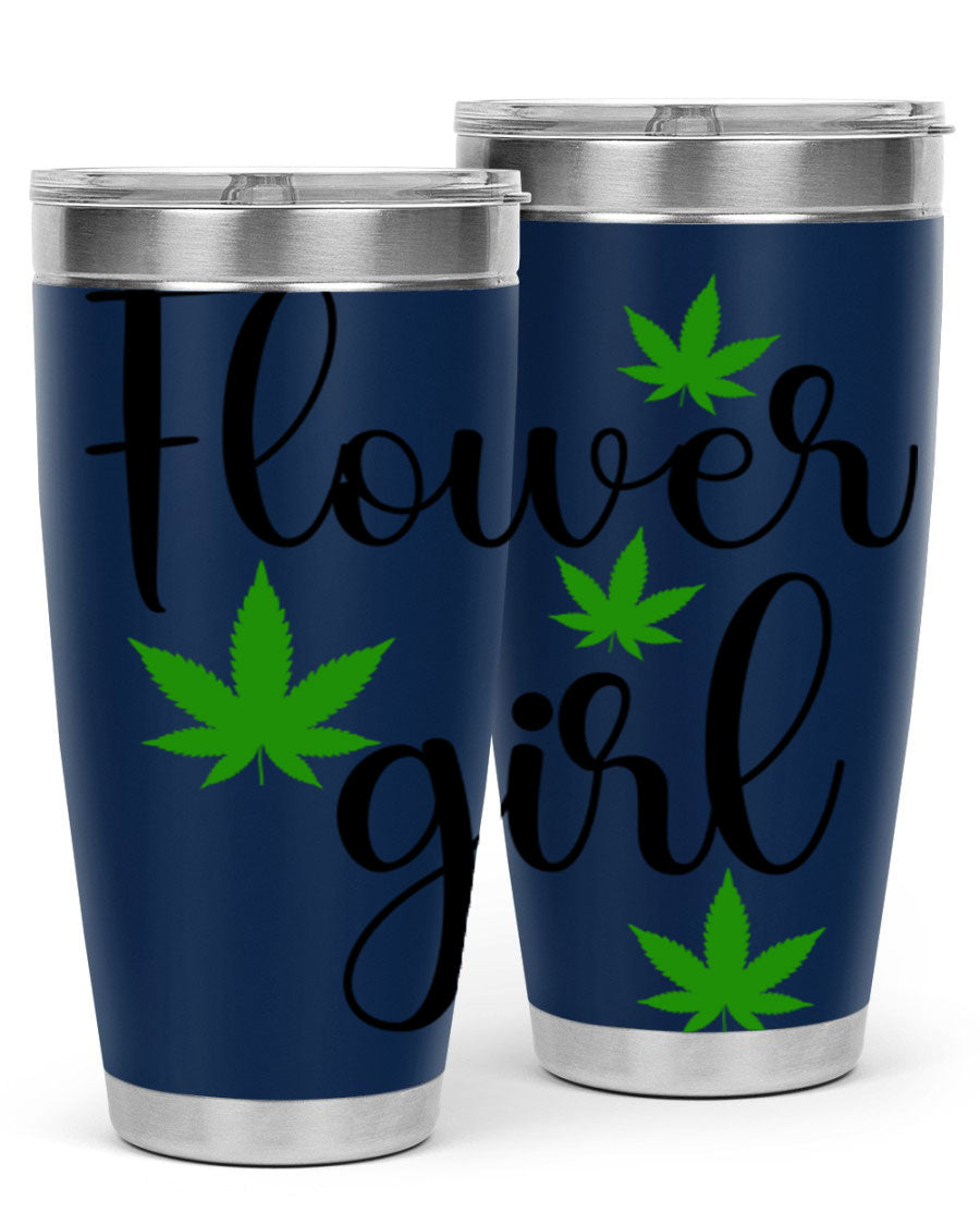 Flower Girl Cannabis 84# Tumbler in stainless steel with a stylish design, perfect for keeping drinks hot or cold.