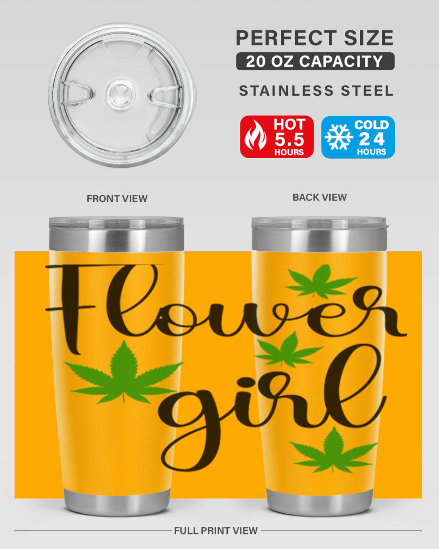 Flower Girl Cannabis 84# Tumbler in stainless steel with a stylish design, perfect for keeping drinks hot or cold.