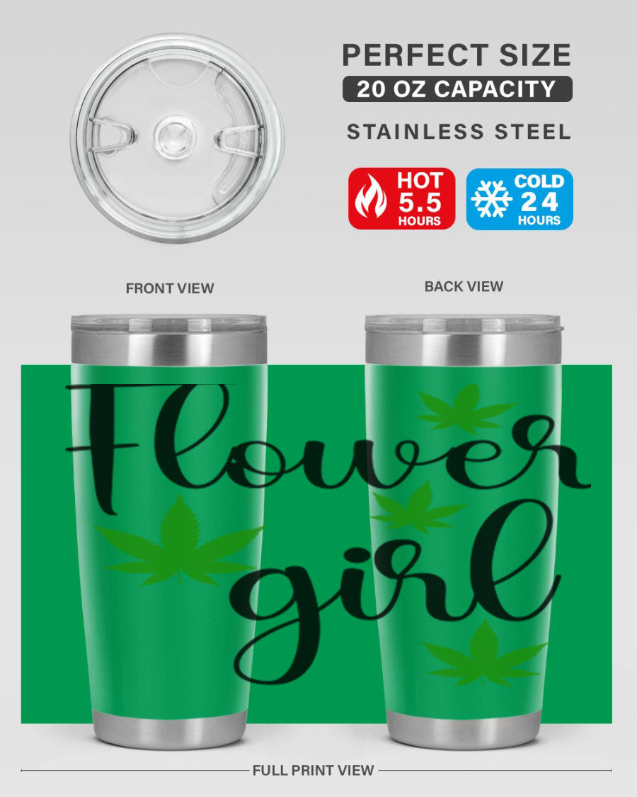Flower Girl Cannabis 84# Tumbler in stainless steel with a stylish design, perfect for keeping drinks hot or cold.