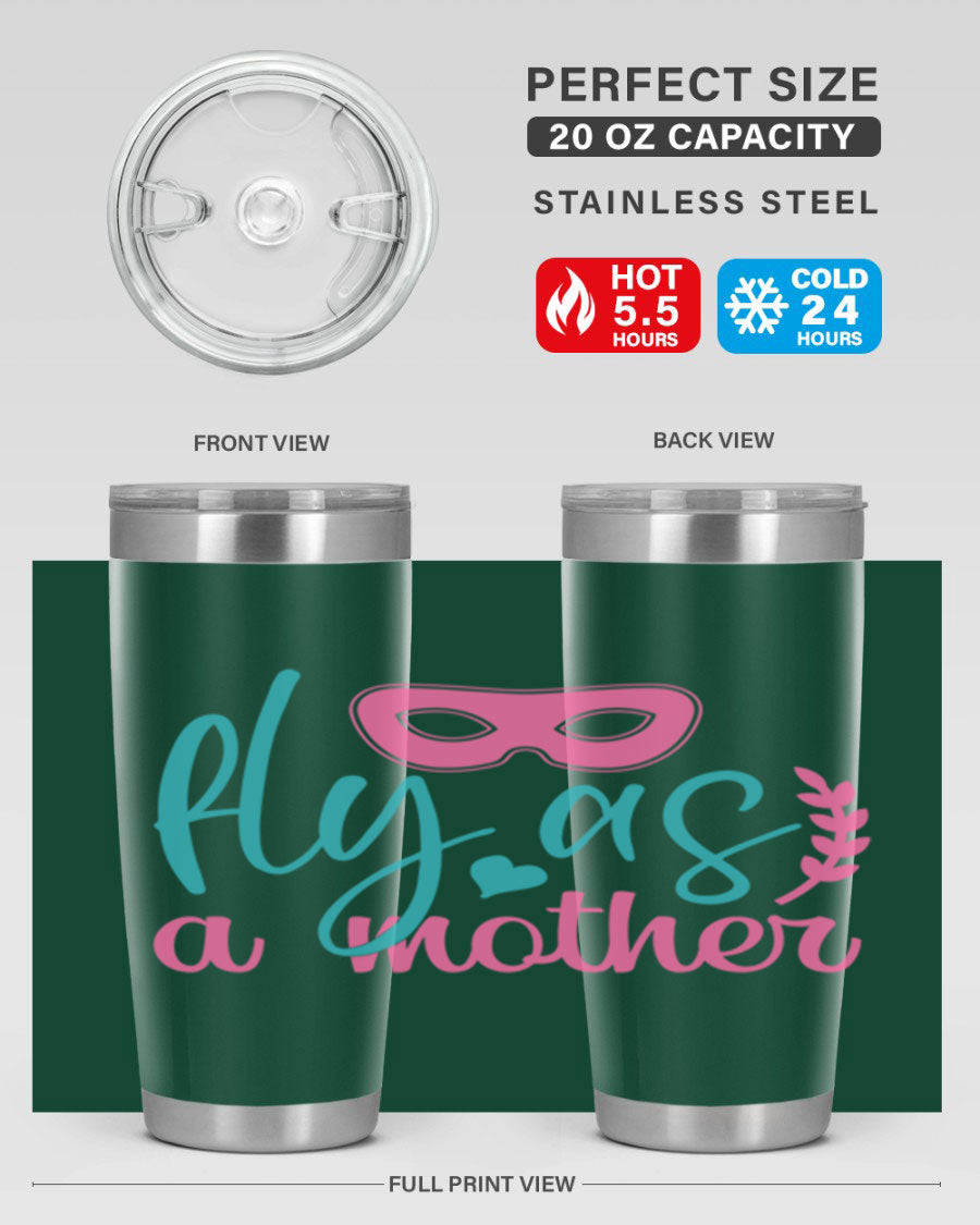 Fly as a Mother 346# Tumbler in stainless steel with a stylish design, perfect for keeping drinks hot or cold.