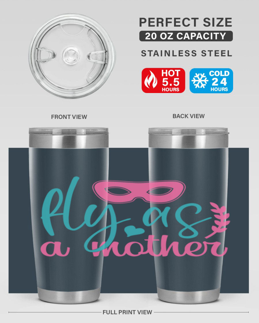 Fly as a Mother 346# Tumbler in stainless steel with a stylish design, perfect for keeping drinks hot or cold.