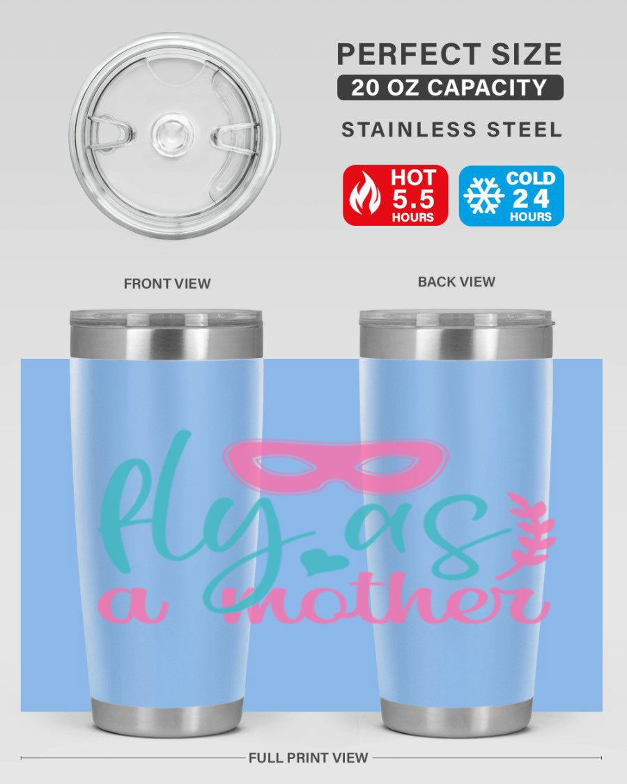 Fly as a Mother 346# Tumbler in stainless steel with a stylish design, perfect for keeping drinks hot or cold.