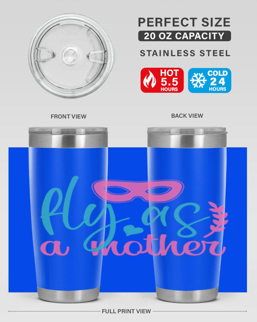 Fly as a Mother 346# Tumbler in stainless steel with a stylish design, perfect for keeping drinks hot or cold.