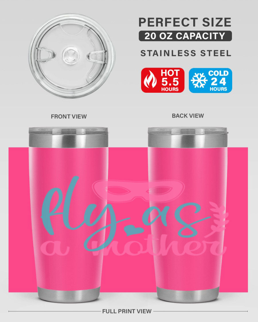 Fly as a Mother 346# Tumbler in stainless steel with a stylish design, perfect for keeping drinks hot or cold.