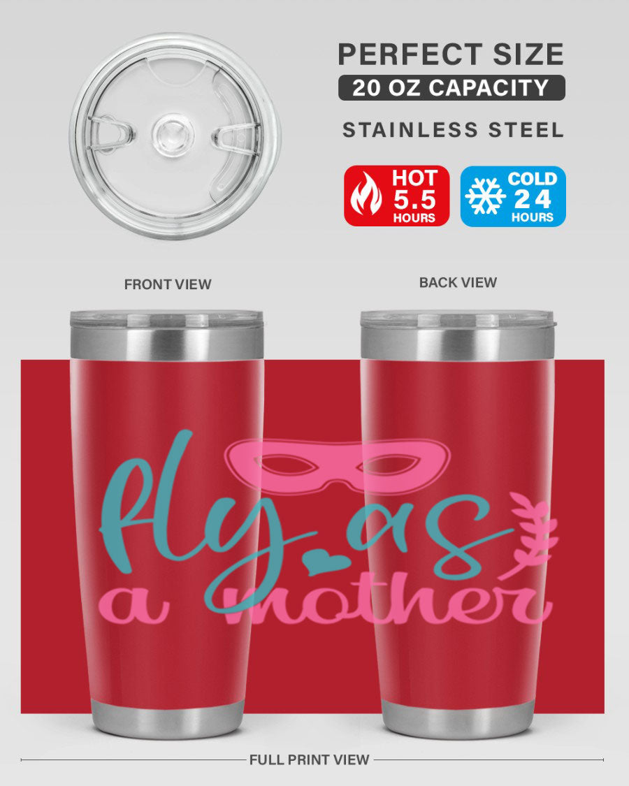 Fly as a Mother 346# Tumbler in stainless steel with a stylish design, perfect for keeping drinks hot or cold.