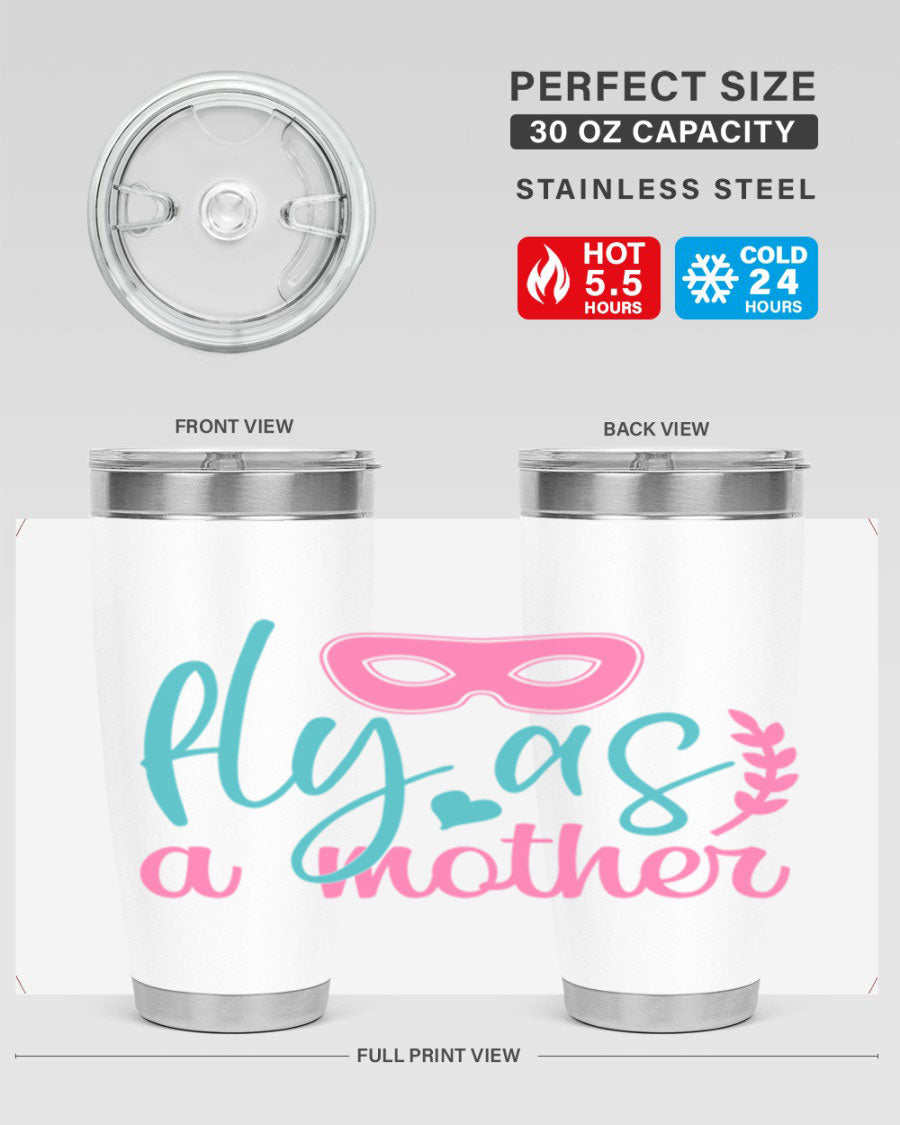 Fly as a Mother 346# Tumbler in stainless steel with a stylish design, perfect for keeping drinks hot or cold.