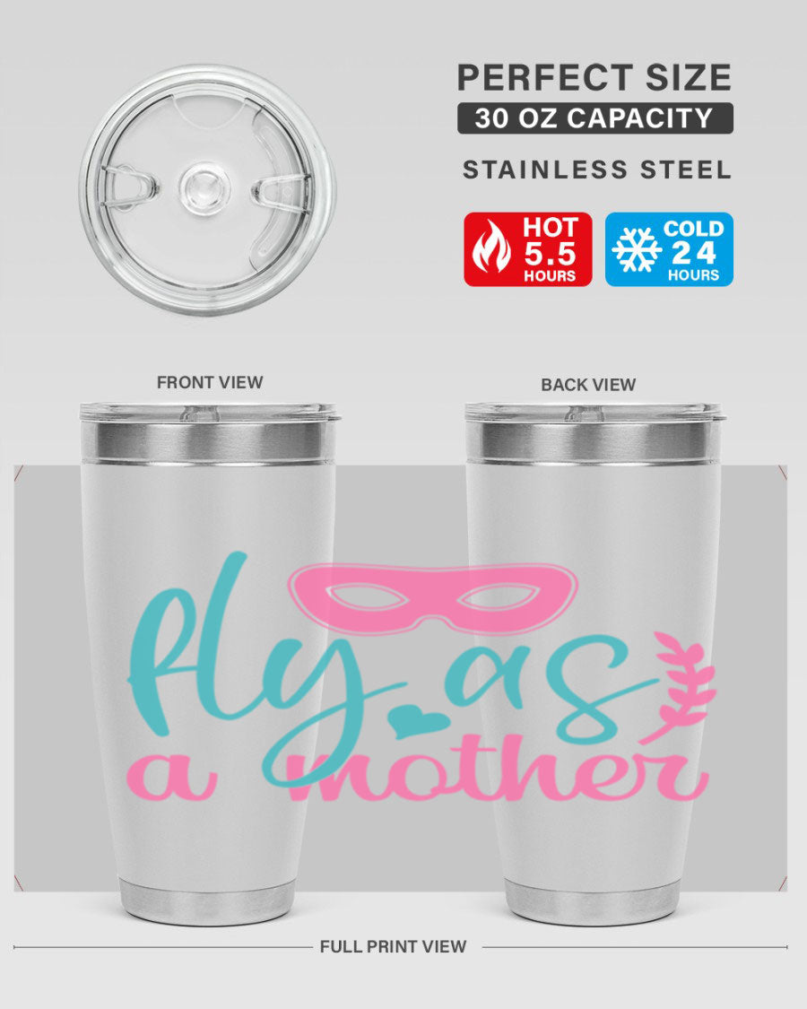 Fly as a Mother 346# Tumbler in stainless steel with a stylish design, perfect for keeping drinks hot or cold.