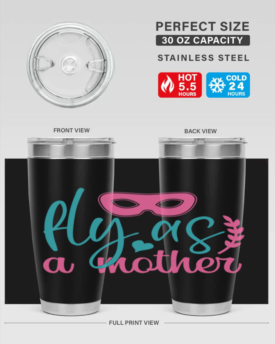 Fly as a Mother 346# Tumbler in stainless steel with a stylish design, perfect for keeping drinks hot or cold.