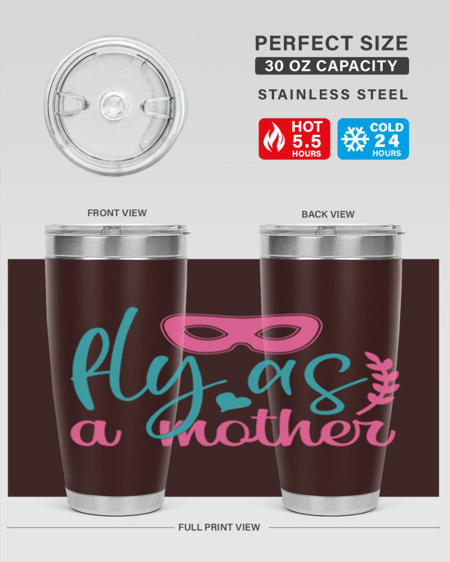 Fly as a Mother 346# Tumbler in stainless steel with a stylish design, perfect for keeping drinks hot or cold.