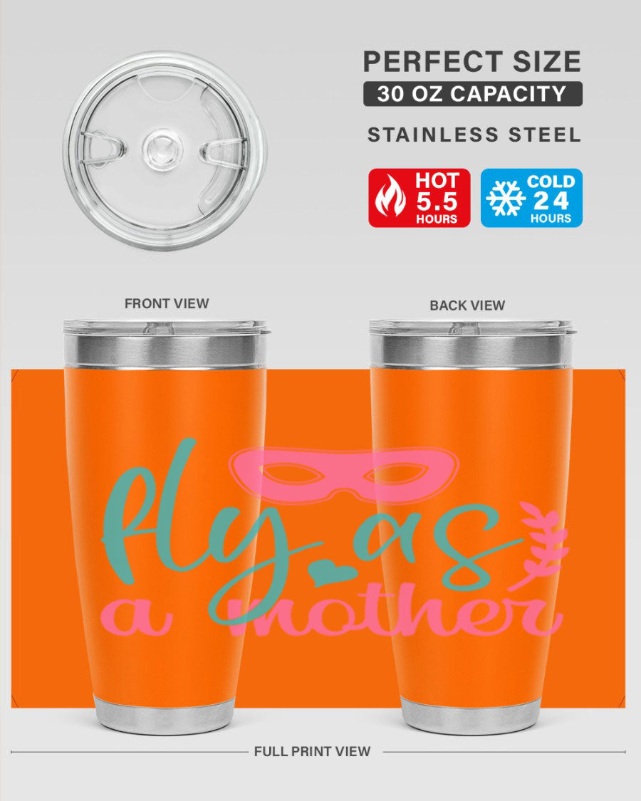 Fly as a Mother 346# Tumbler in stainless steel with a stylish design, perfect for keeping drinks hot or cold.