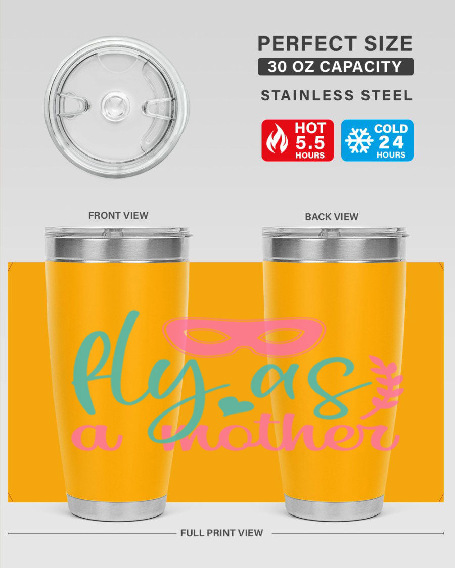 Fly as a Mother 346# Tumbler in stainless steel with a stylish design, perfect for keeping drinks hot or cold.