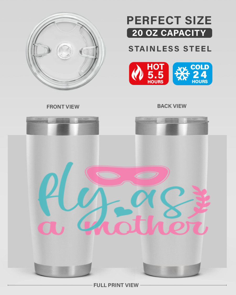 Fly as a Mother 346# Tumbler in stainless steel with a stylish design, perfect for keeping drinks hot or cold.