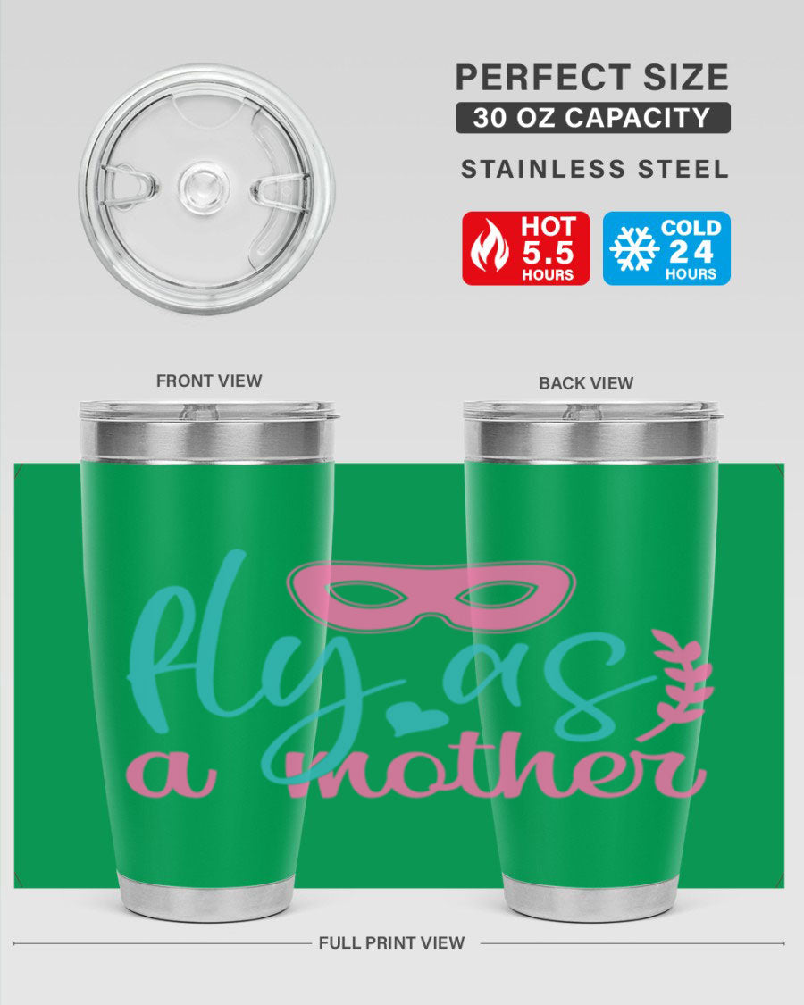 Fly as a Mother 346# Tumbler in stainless steel with a stylish design, perfect for keeping drinks hot or cold.