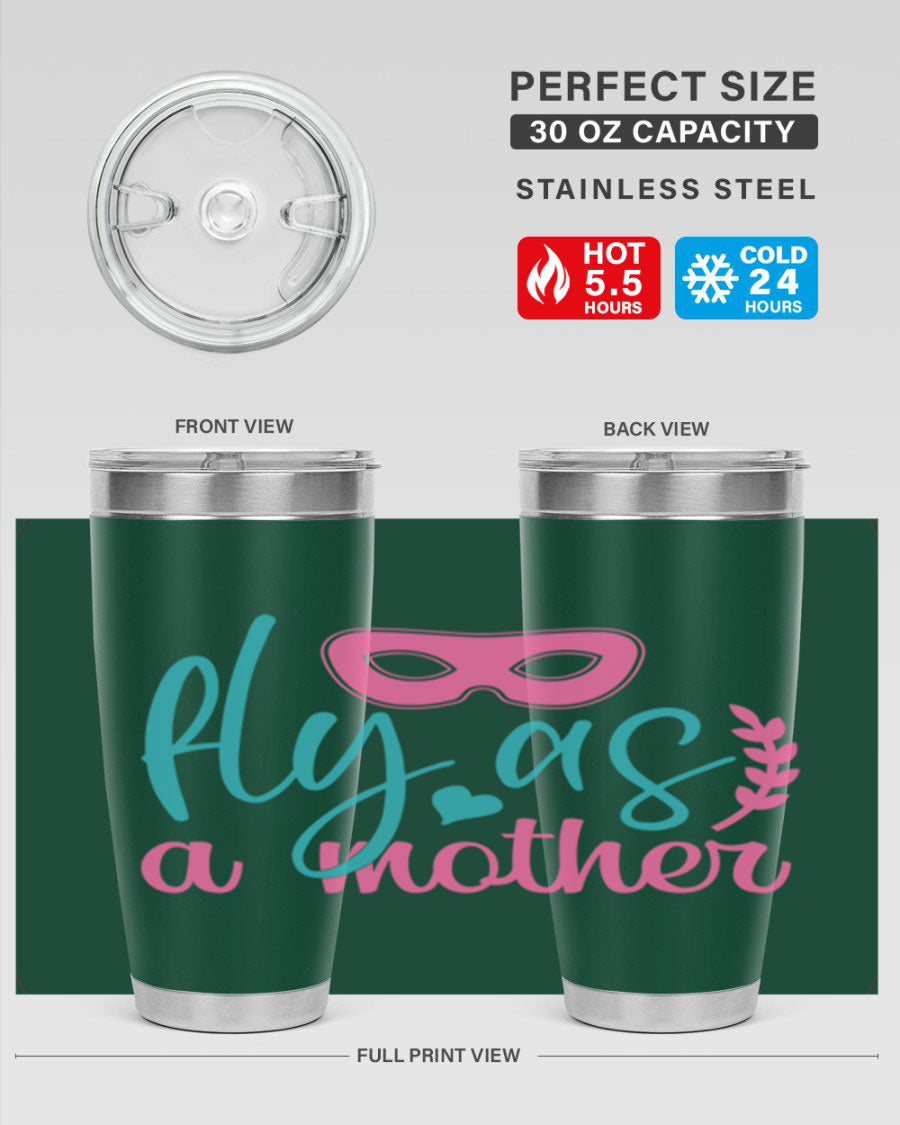 Fly as a Mother 346# Tumbler in stainless steel with a stylish design, perfect for keeping drinks hot or cold.