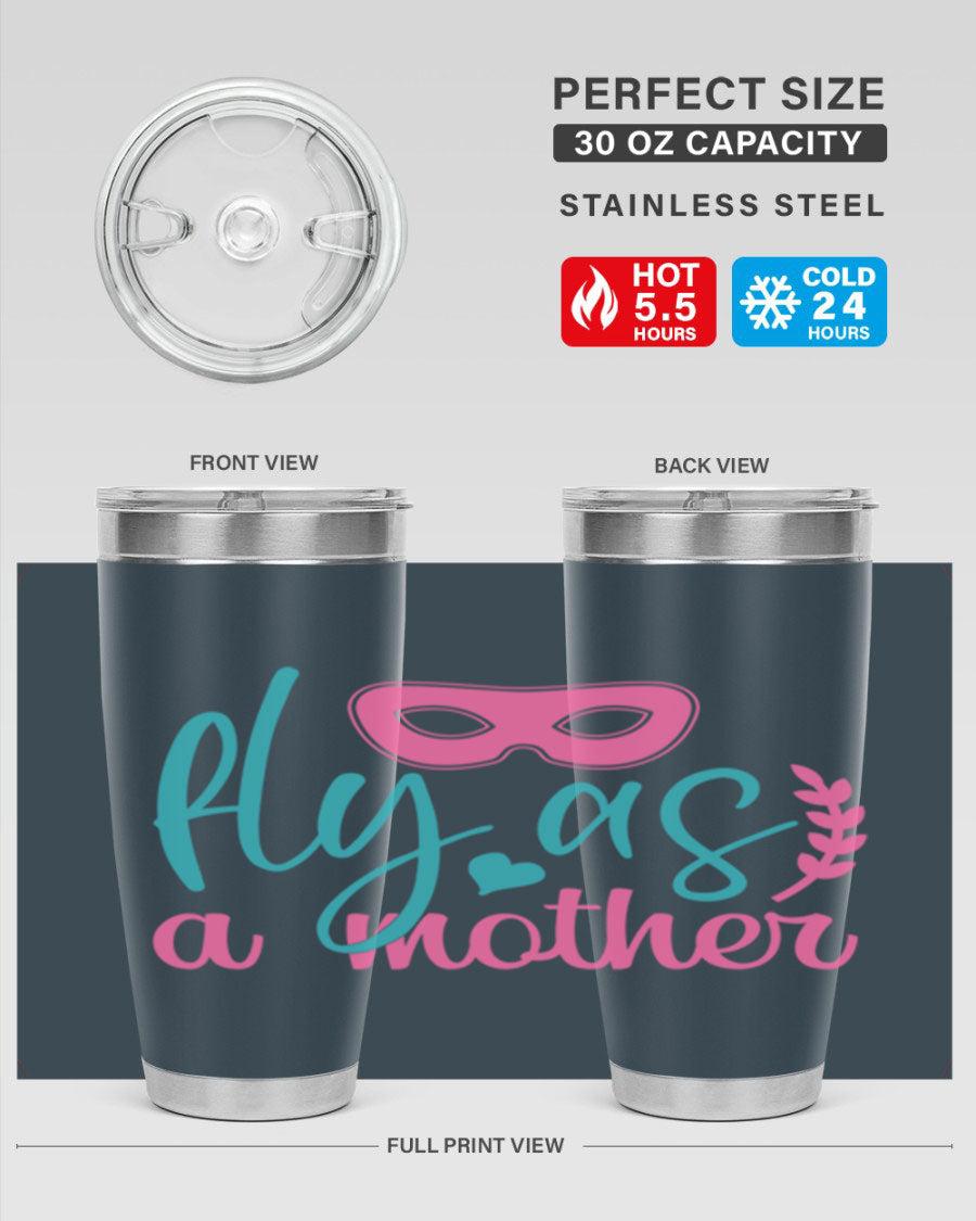 Fly as a Mother 346# Tumbler in stainless steel with a stylish design, perfect for keeping drinks hot or cold.