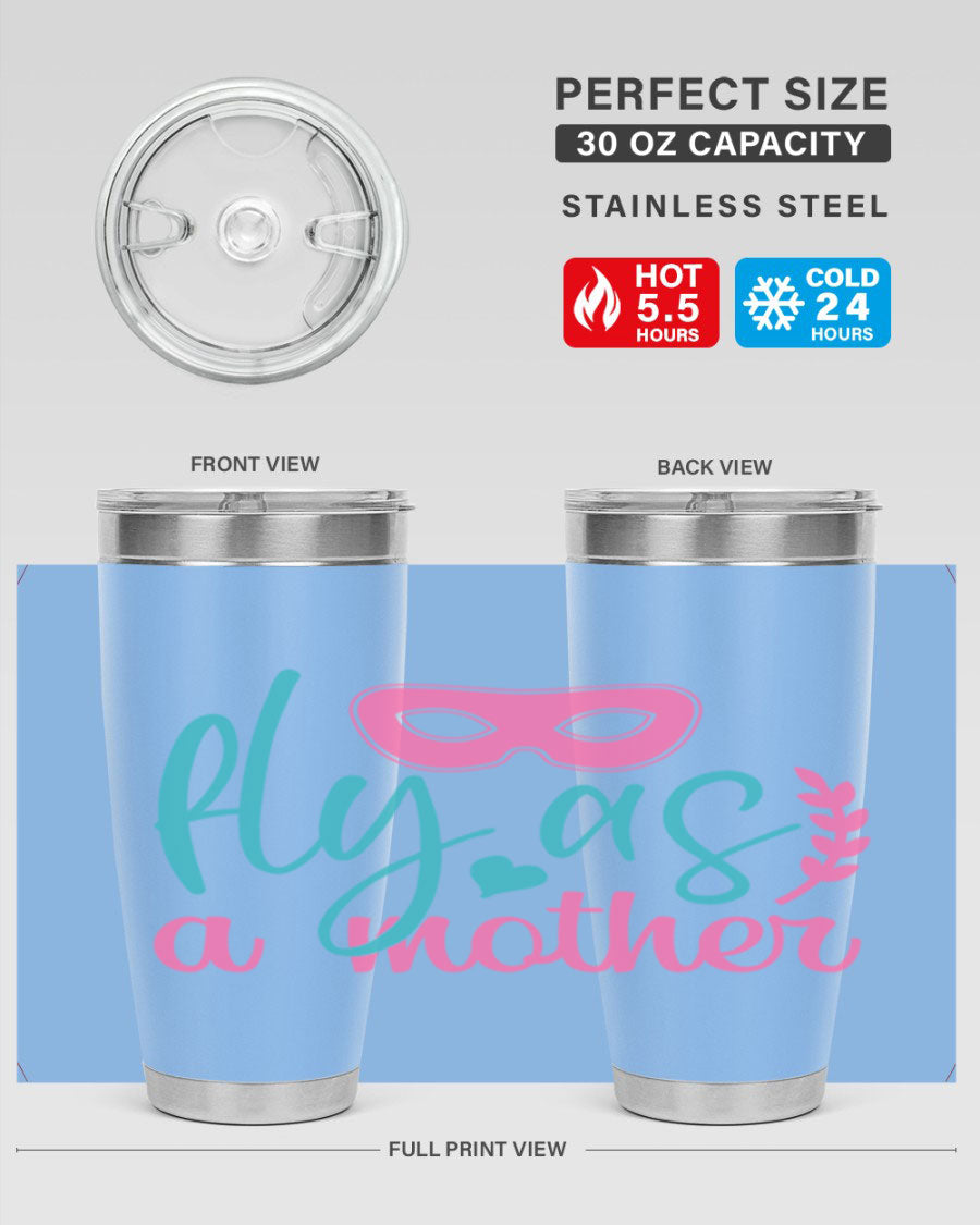 Fly as a Mother 346# Tumbler in stainless steel with a stylish design, perfect for keeping drinks hot or cold.