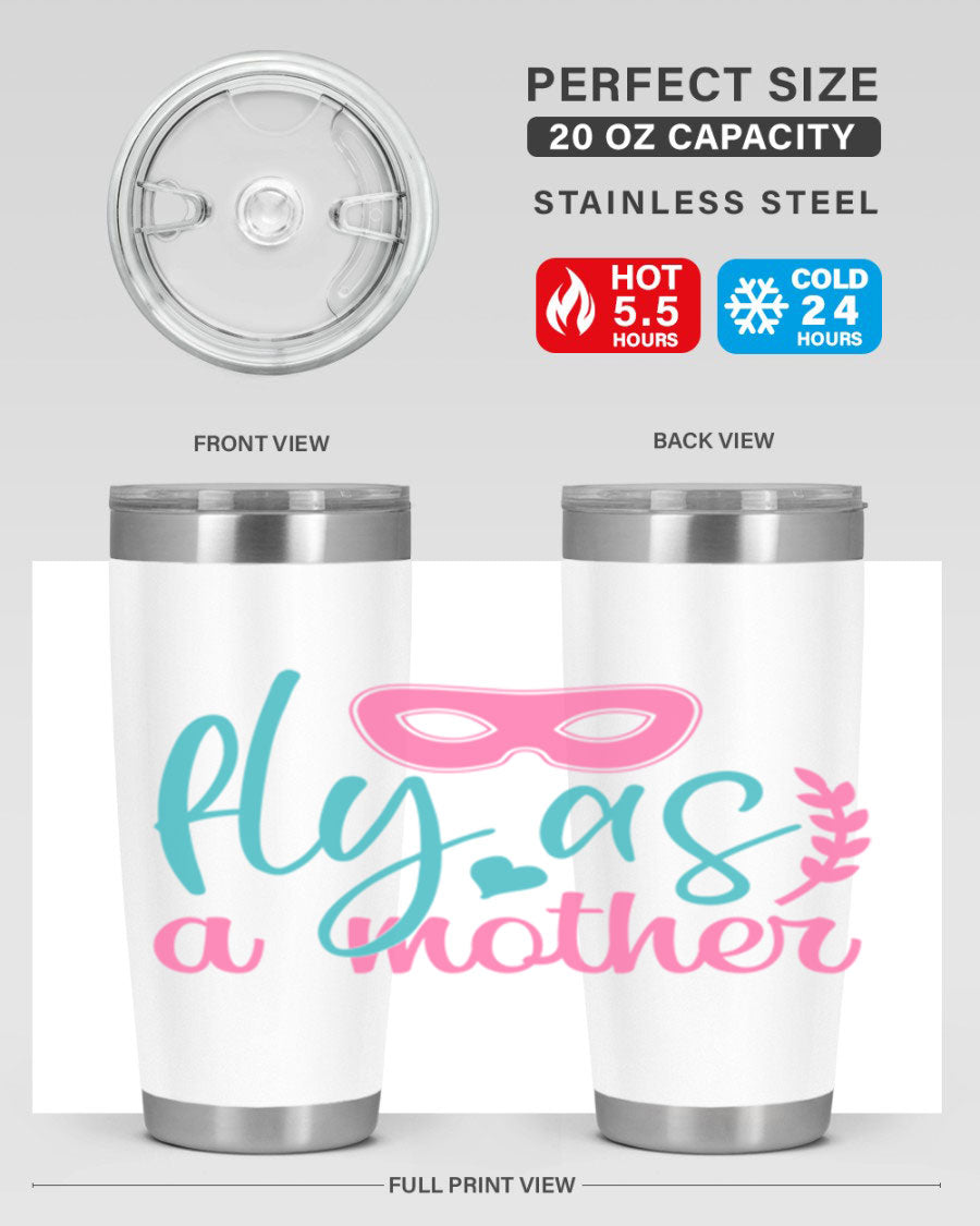 Fly as a Mother 346# Tumbler in stainless steel with a stylish design, perfect for keeping drinks hot or cold.