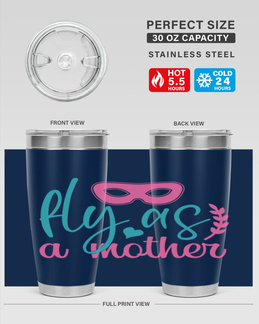 Fly as a Mother 346# Tumbler in stainless steel with a stylish design, perfect for keeping drinks hot or cold.