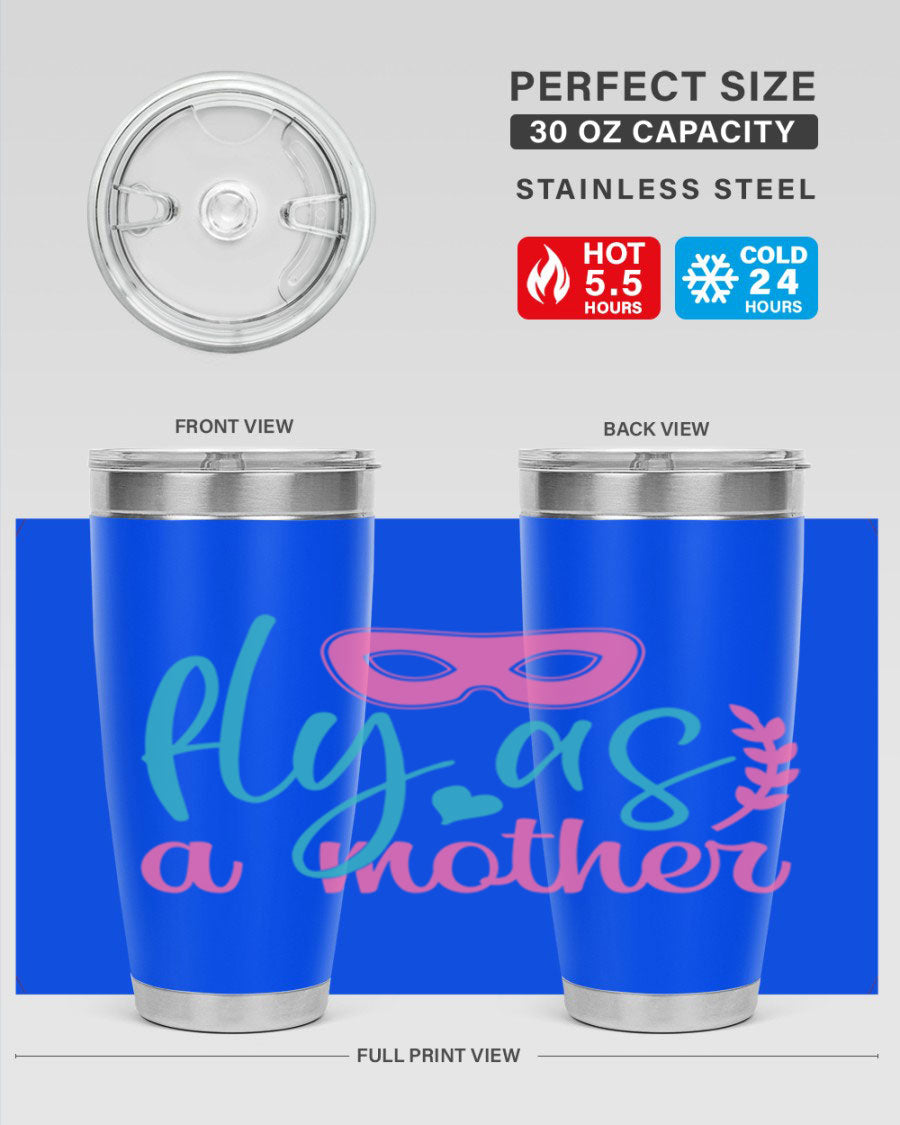 Fly as a Mother 346# Tumbler in stainless steel with a stylish design, perfect for keeping drinks hot or cold.