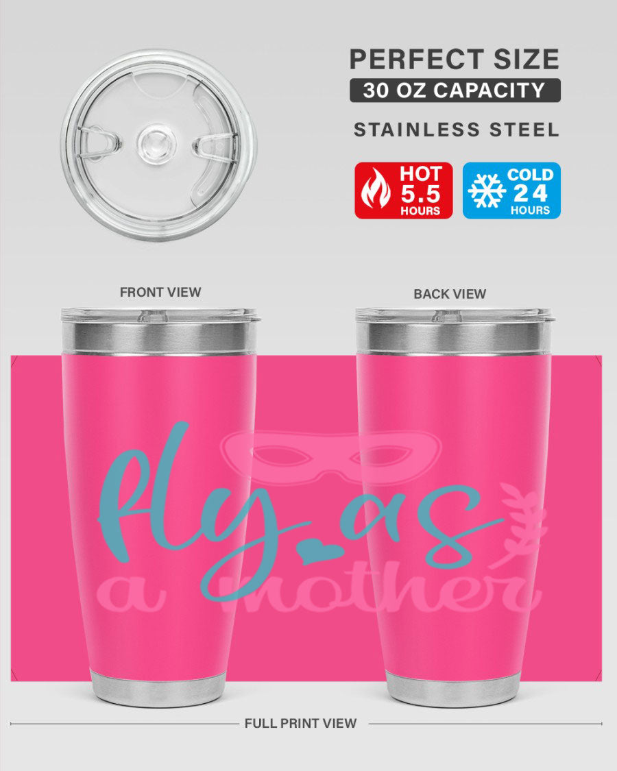 Fly as a Mother 346# Tumbler in stainless steel with a stylish design, perfect for keeping drinks hot or cold.