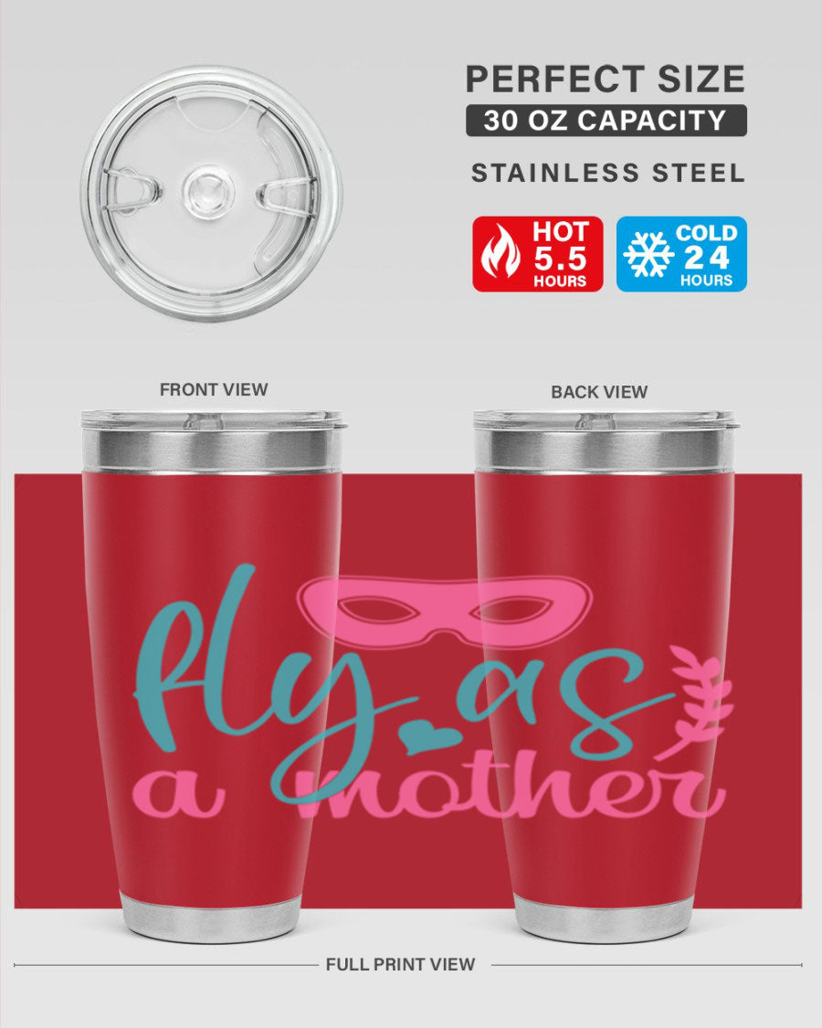 Fly as a Mother 346# Tumbler in stainless steel with a stylish design, perfect for keeping drinks hot or cold.