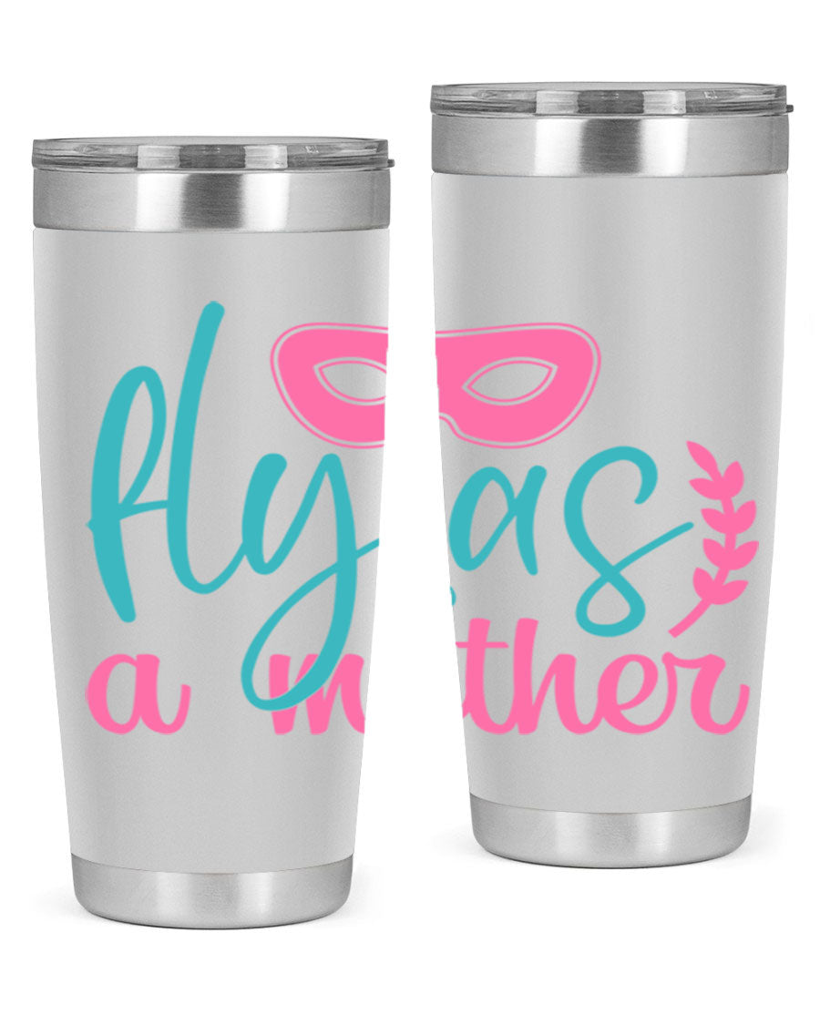 Fly as a Mother 346# Tumbler in stainless steel with a stylish design, perfect for keeping drinks hot or cold.