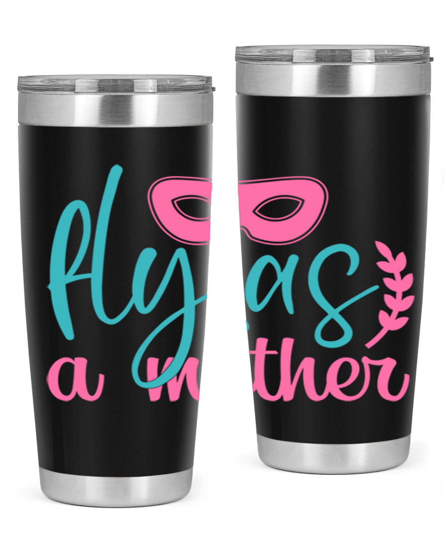 Fly as a Mother 346# Tumbler in stainless steel with a stylish design, perfect for keeping drinks hot or cold.