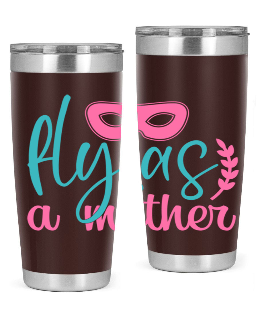 Fly as a Mother 346# Tumbler in stainless steel with a stylish design, perfect for keeping drinks hot or cold.