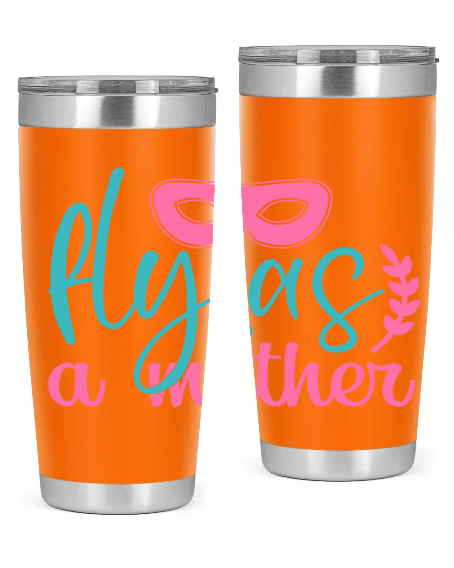 Fly as a Mother 346# Tumbler in stainless steel with a stylish design, perfect for keeping drinks hot or cold.