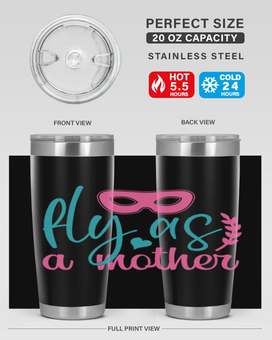 Fly as a Mother 346# Tumbler in stainless steel with a stylish design, perfect for keeping drinks hot or cold.