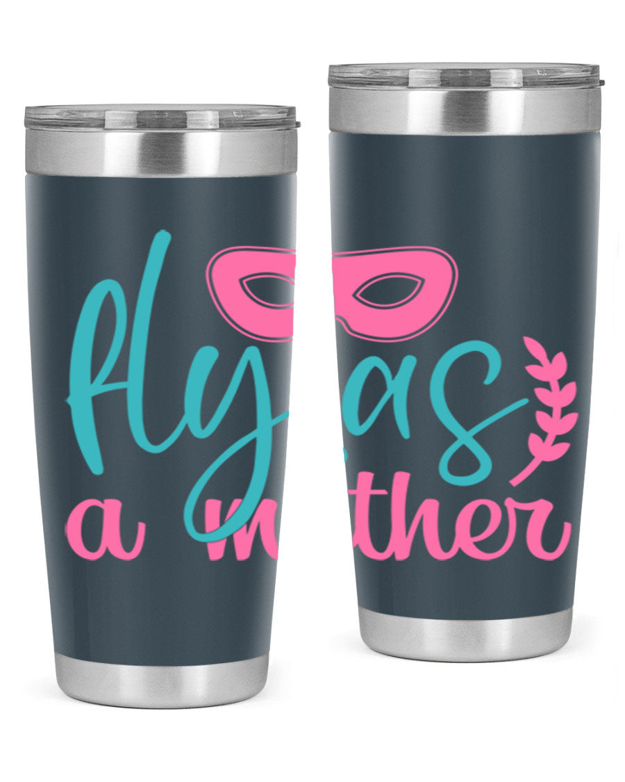 Fly as a Mother 346# Tumbler in stainless steel with a stylish design, perfect for keeping drinks hot or cold.