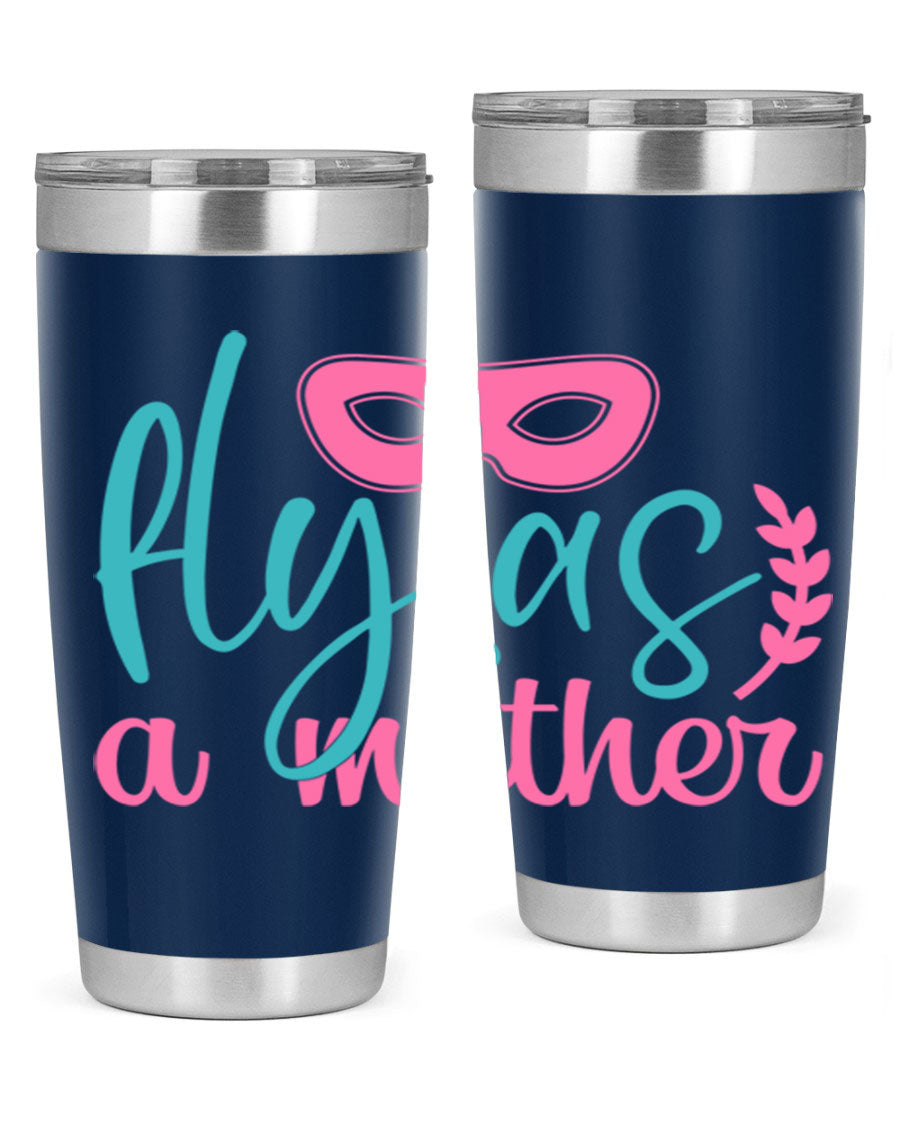 Fly as a Mother 346# Tumbler in stainless steel with a stylish design, perfect for keeping drinks hot or cold.