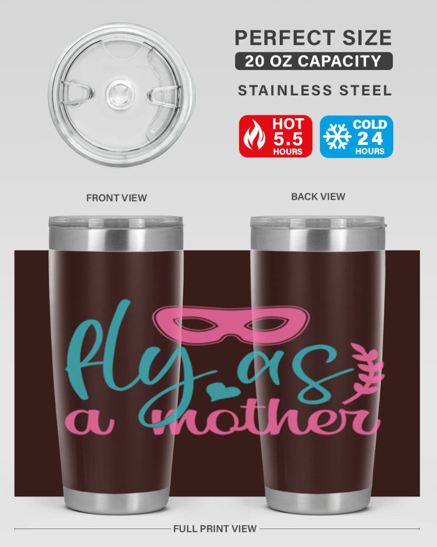Fly as a Mother 346# Tumbler in stainless steel with a stylish design, perfect for keeping drinks hot or cold.