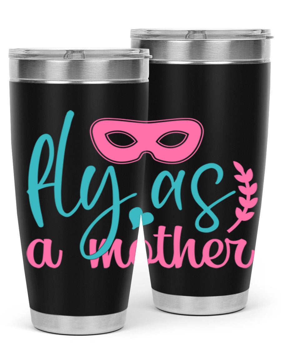 Fly as a Mother 346# Tumbler in stainless steel with a stylish design, perfect for keeping drinks hot or cold.