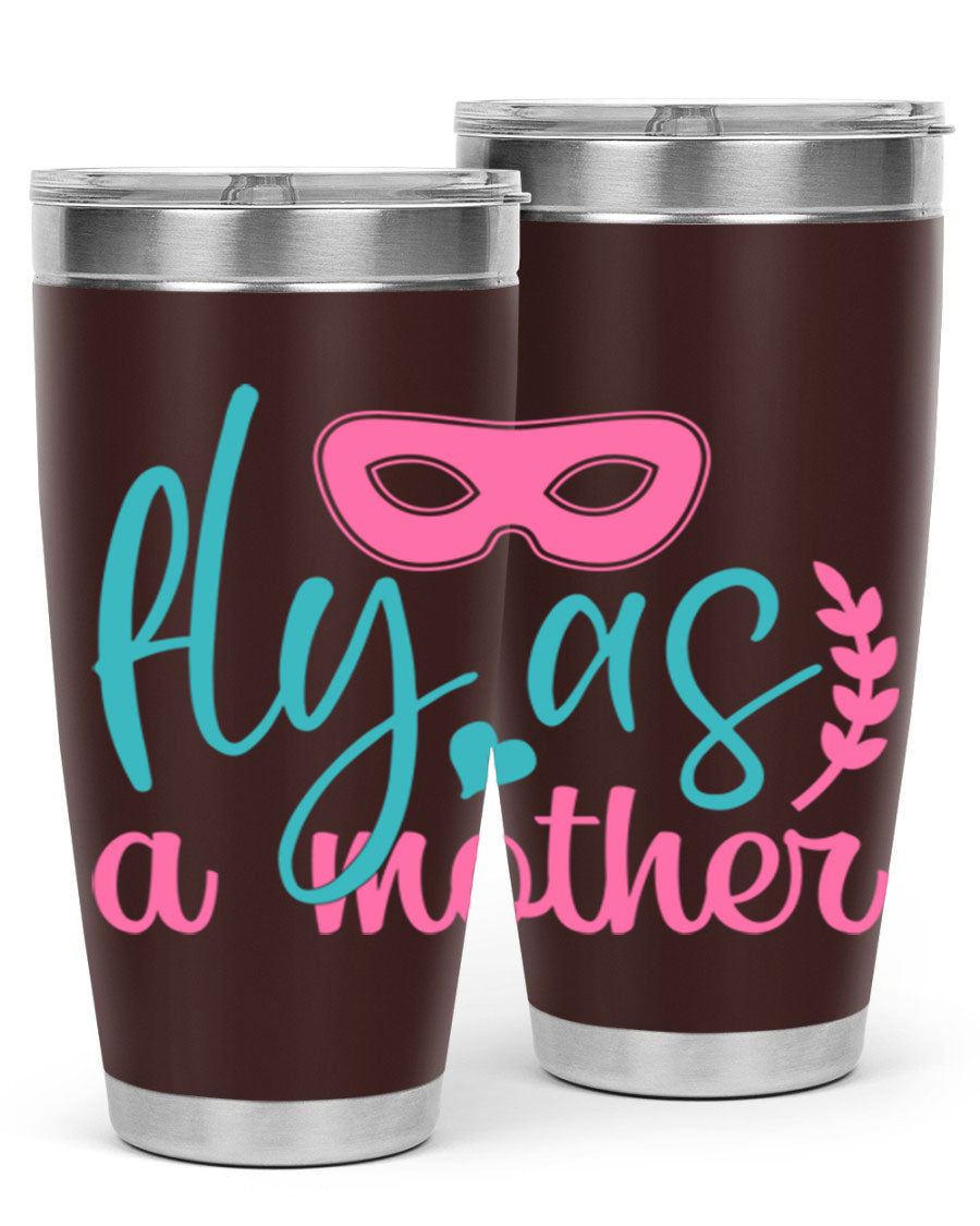 Fly as a Mother 346# Tumbler in stainless steel with a stylish design, perfect for keeping drinks hot or cold.
