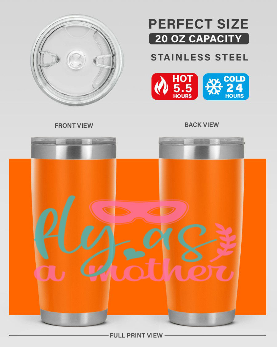 Fly as a Mother 346# Tumbler in stainless steel with a stylish design, perfect for keeping drinks hot or cold.