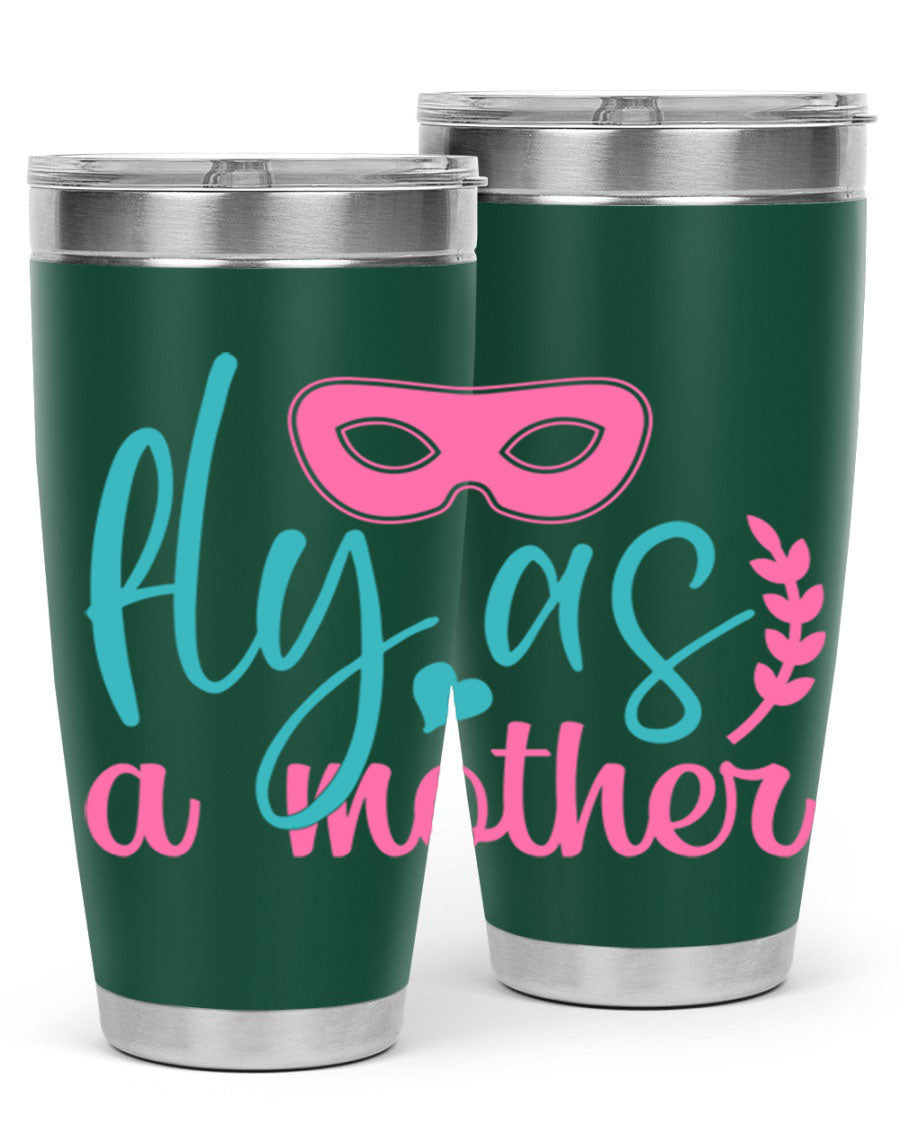 Fly as a Mother 346# Tumbler in stainless steel with a stylish design, perfect for keeping drinks hot or cold.