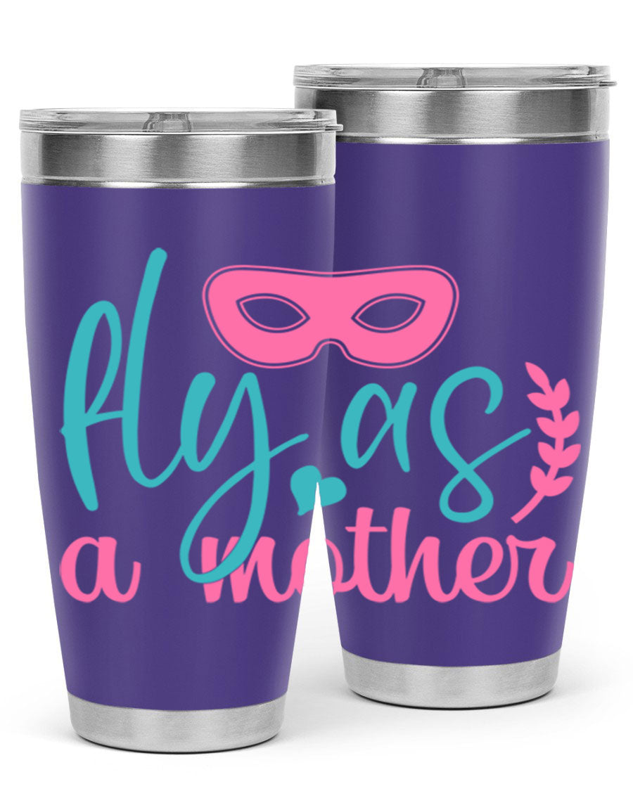 Fly as a Mother 346# Tumbler in stainless steel with a stylish design, perfect for keeping drinks hot or cold.