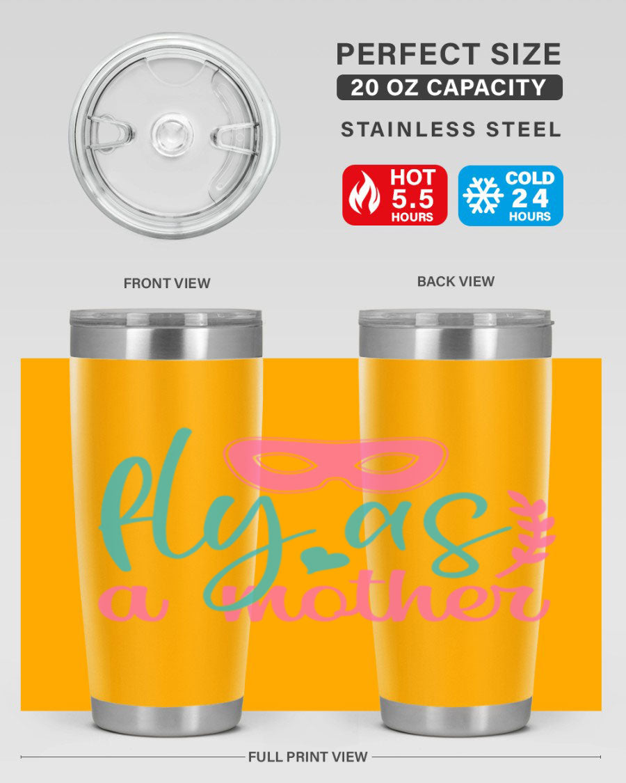 Fly as a Mother 346# Tumbler in stainless steel with a stylish design, perfect for keeping drinks hot or cold.