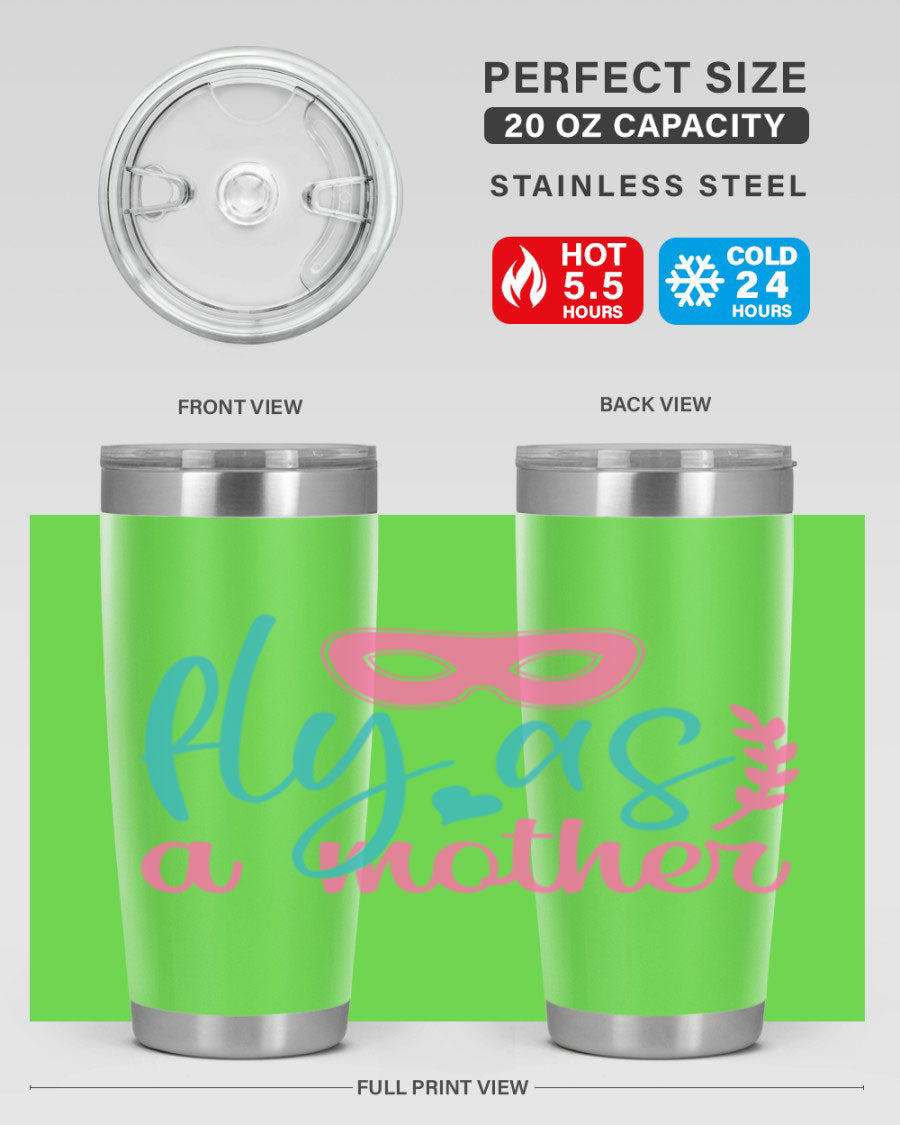 Fly as a Mother 346# Tumbler in stainless steel with a stylish design, perfect for keeping drinks hot or cold.