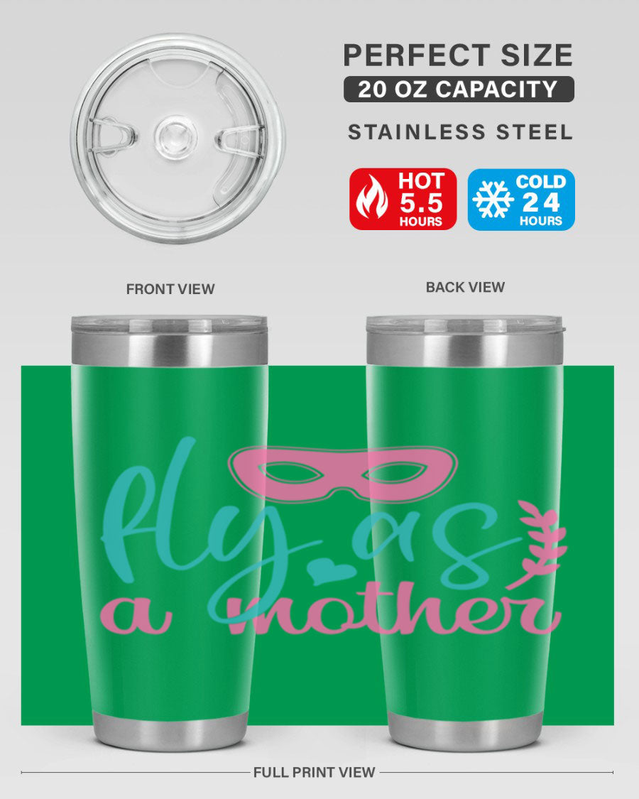 Fly as a Mother 346# Tumbler in stainless steel with a stylish design, perfect for keeping drinks hot or cold.