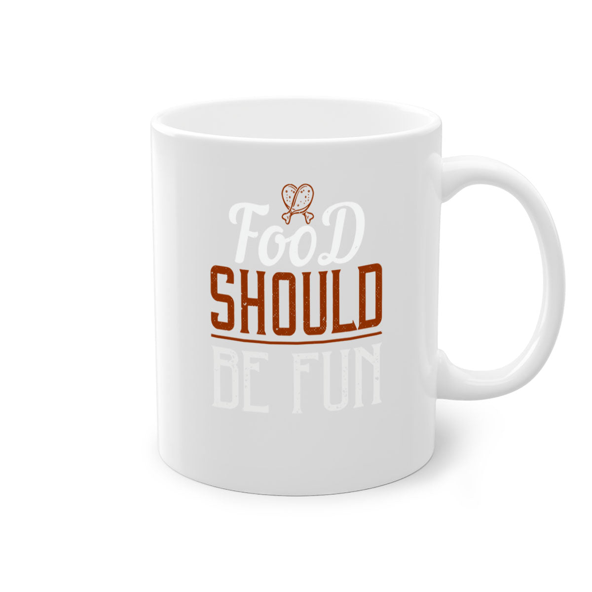 Food Should Be Fun 38# Mug with colorful handle and glossy finish, available in multiple colors and sizes.