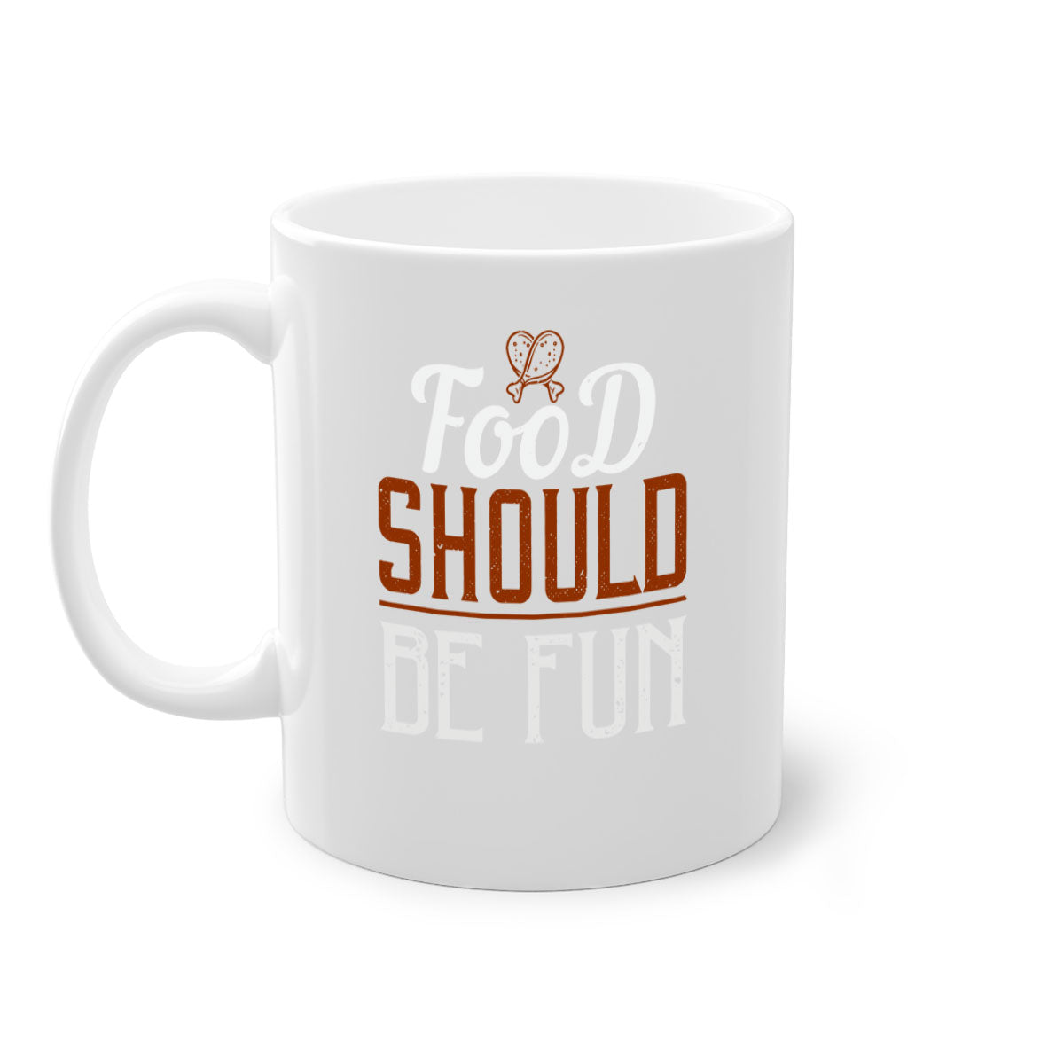 Food Should Be Fun 38# Mug with colorful handle and glossy finish, available in multiple colors and sizes.