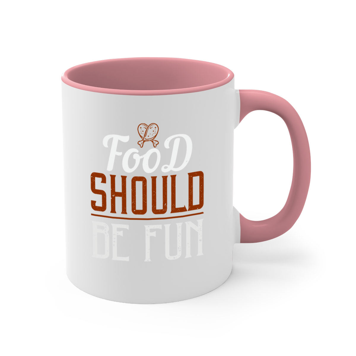 Food Should Be Fun 38# Mug with colorful handle and glossy finish, available in multiple colors and sizes.
