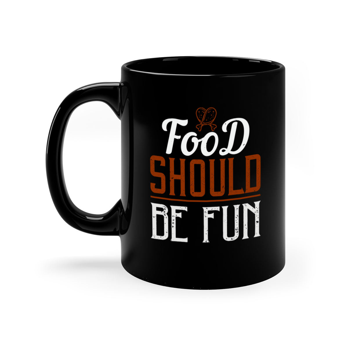 Food Should Be Fun 38# Mug with colorful handle and glossy finish, available in multiple colors and sizes.