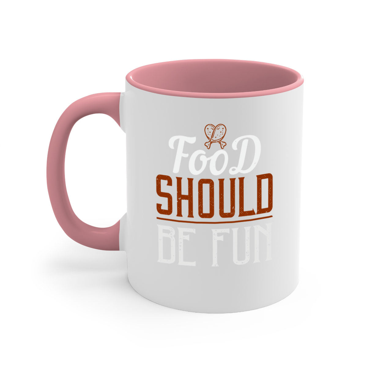 Food Should Be Fun 38# Mug with colorful handle and glossy finish, available in multiple colors and sizes.