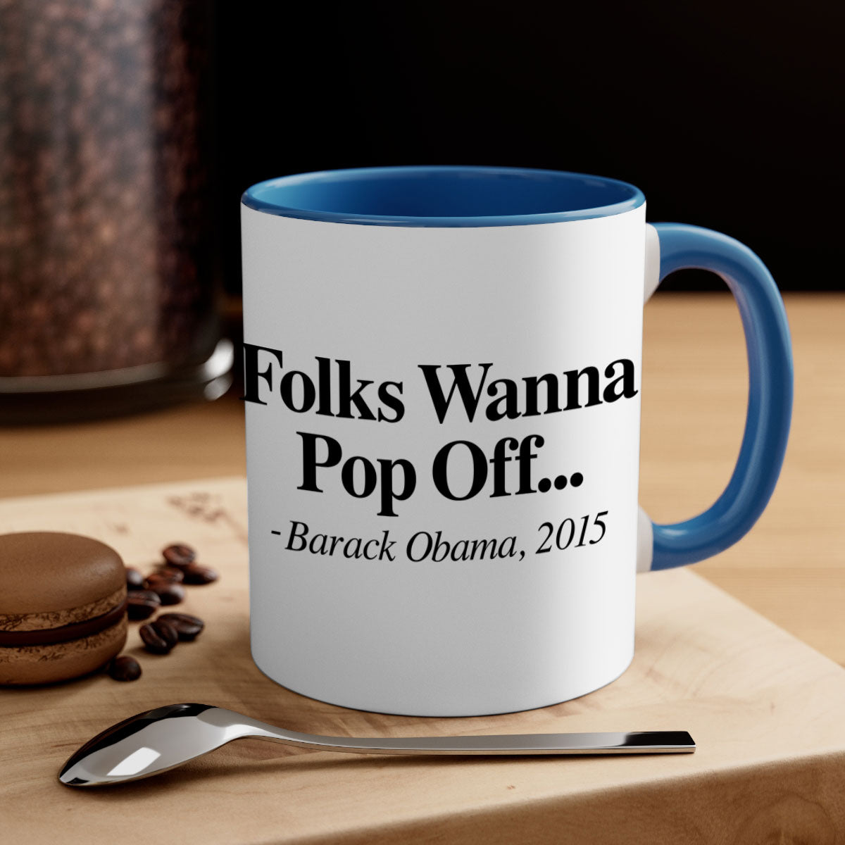 Folks Wanna Pop Off 151# Mug featuring a glossy finish, colored handle, and interior, available in multiple colors.
